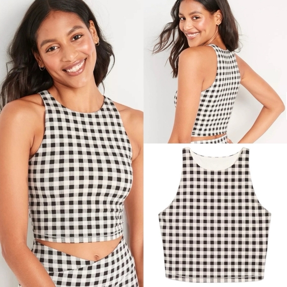 Black and White Gingham Women's Top - Picture 1 of 4
